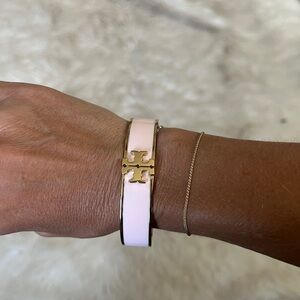 Tory Burch enamel bangle- light prink and gold